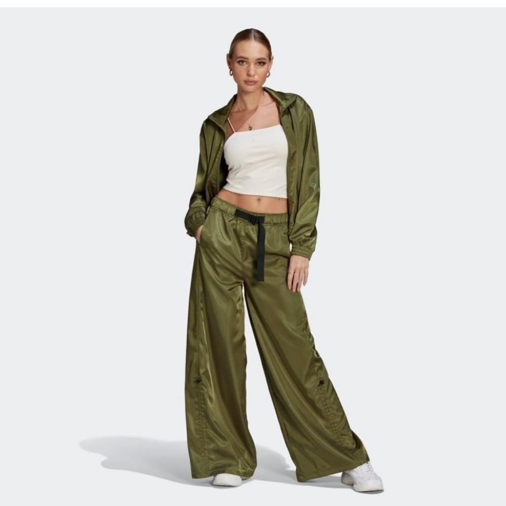 Olive Green Wide-Leg Pants